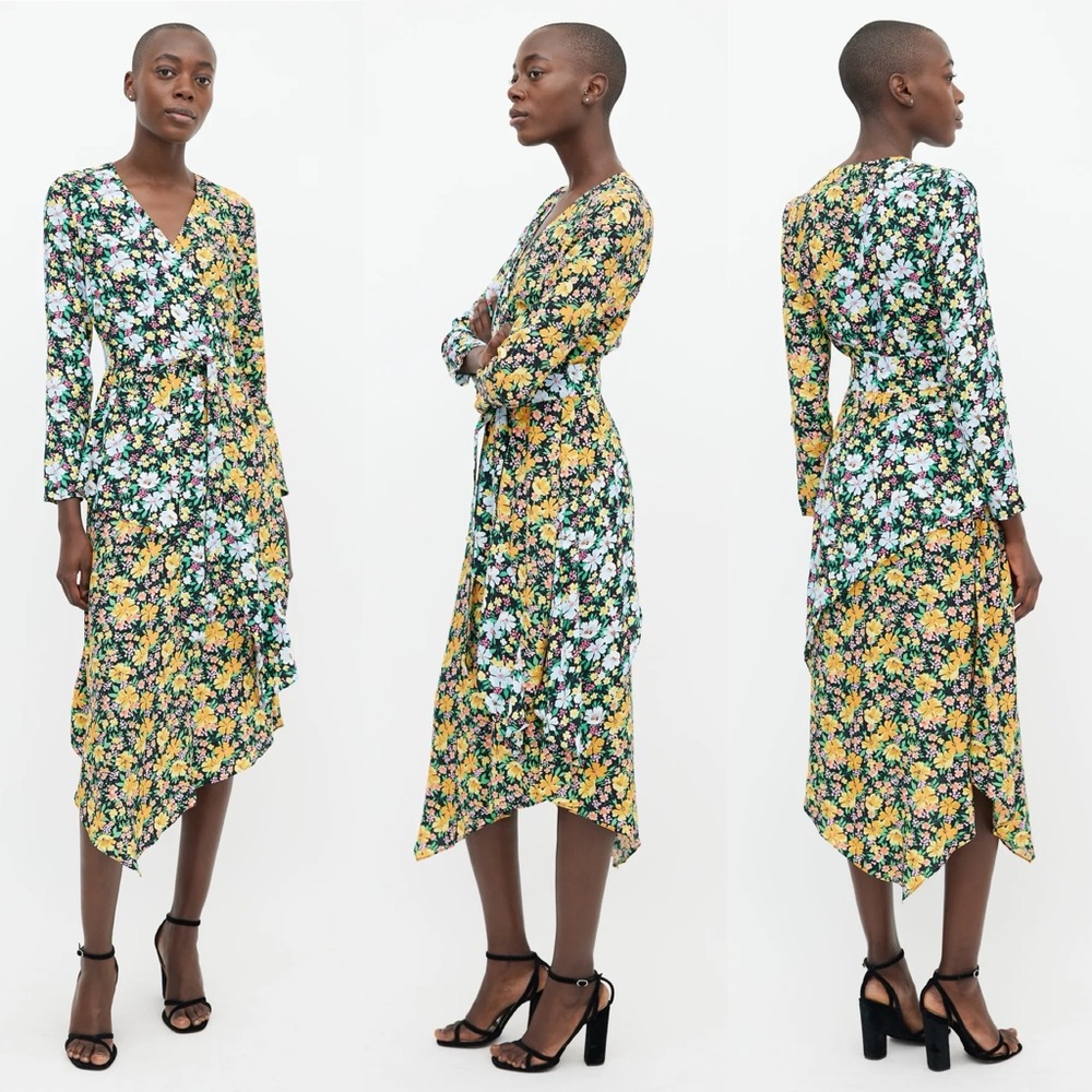 Maje Roen Floral Asymmetric Midi Dress NEW - Picture 8 of 14